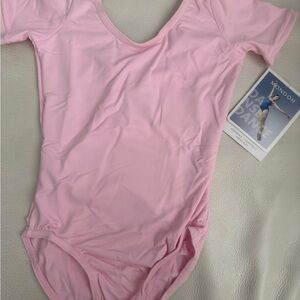 6x-7 y Kids Pink Bodysuit One Piece with Scoop Neckline